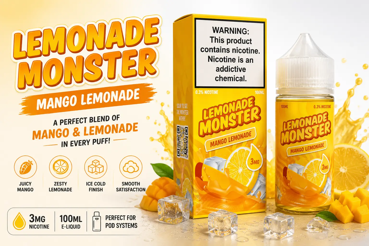 Home 17 Mango Lemonade Monster E-Liquid 100Ml The Ultimate Tropical Lemonade Vape Experience